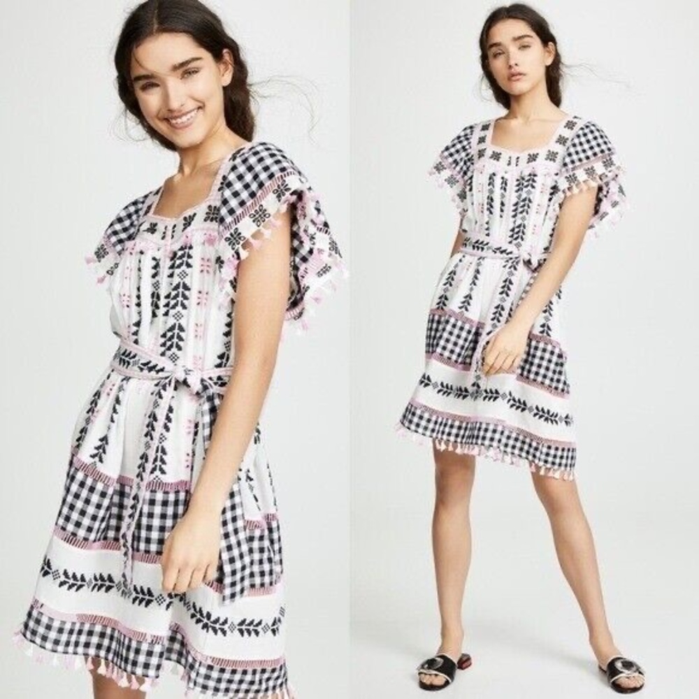 Black, Pink, and White Embroidered 100% Cotton dress by Dodo bar or 🎀 S-M
